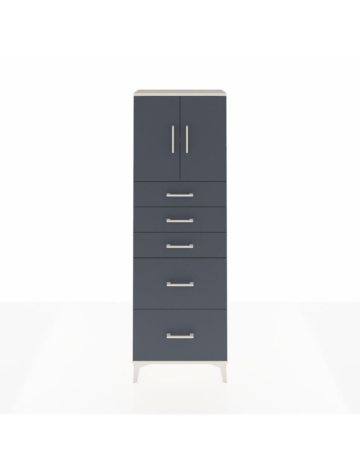 Arges Dolap 2 Raflı 5 Çekmeceli 2 Kapaklı 60x30x182 Aytaşı-Antrasit