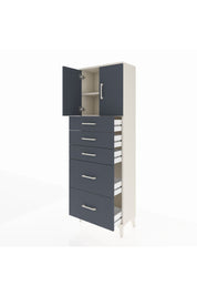 Arges Dolap 2 Raflı 5 Çekmeceli 2 Kapaklı 60x30x182 Aytaşı-Antrasit