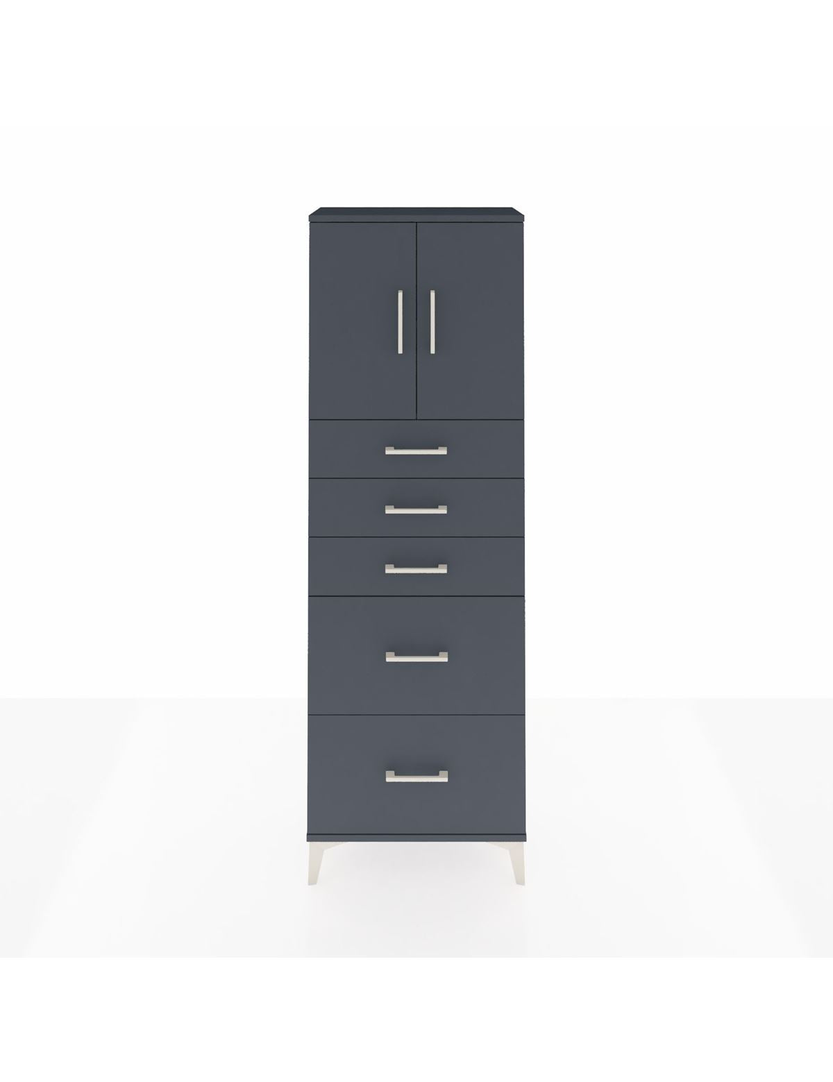 Arges Dolap 2 Raflı 5 Çekmeceli 2 Kapaklı 60x30x182 Antrasit-Antrasit