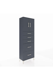 Arges Dolap 2 Raflı 5 Çekmeceli 2 Kapaklı 60x30x182 Antrasit-Antrasit