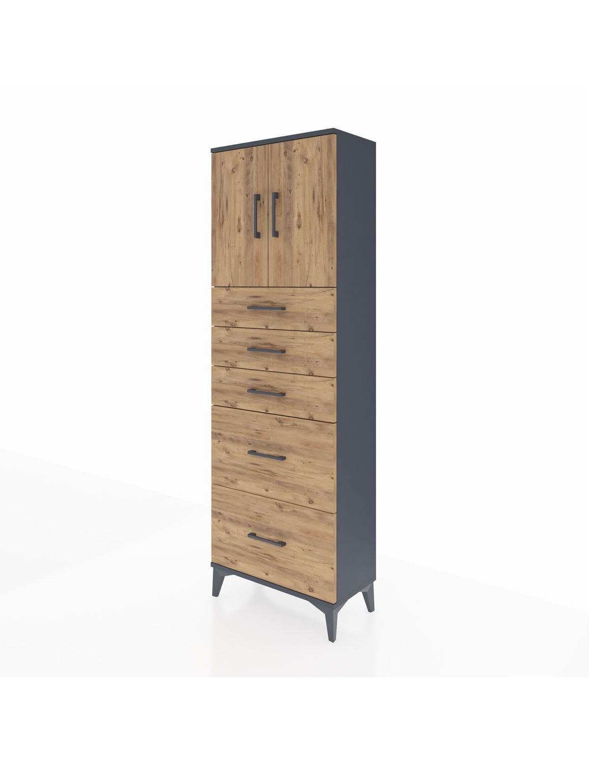 Arges Dolap 2 Raflı 5 Çekmeceli 2 Kapaklı 60x30x182 - S23M018V6A