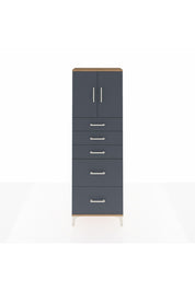 Arges Dolap 2 Raflı 5 Çekmeceli 2 Kapaklı 60x30x182 Çam-Antrasit