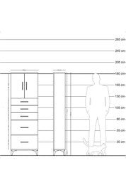 Arges Dolap 2 Raflı 5 Çekmeceli 2 Kapaklı 60x30x182 Çam-Aytaşı