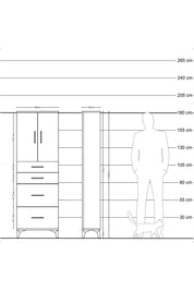 Arges Dolap 2 Raflı 4 Çekmeceli 2 Kapaklı 60x30x182 Aytaşı-Antrasit