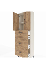 Arges Dolap 2 Raflı 4 Çekmeceli 2 Kapaklı 60x30x182 Aytaşı-Çam