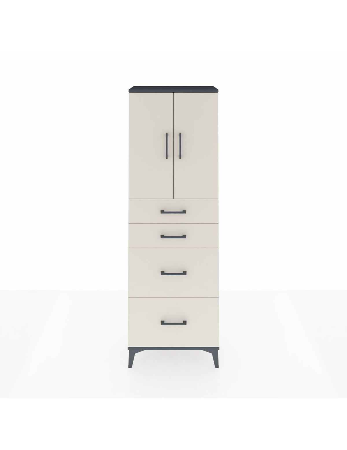 Arges Dolap 2 Raflı 4 Çekmeceli 2 Kapaklı 60x30x182 Antrasit-Aytaşı