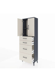 Arges Dolap 2 Raflı 4 Çekmeceli 2 Kapaklı 60x30x182 Antrasit-Aytaşı