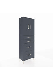 Arges Dolap 2 Raflı 4 Çekmeceli 2 Kapaklı 60x30x182 Antrasit-Antrasit