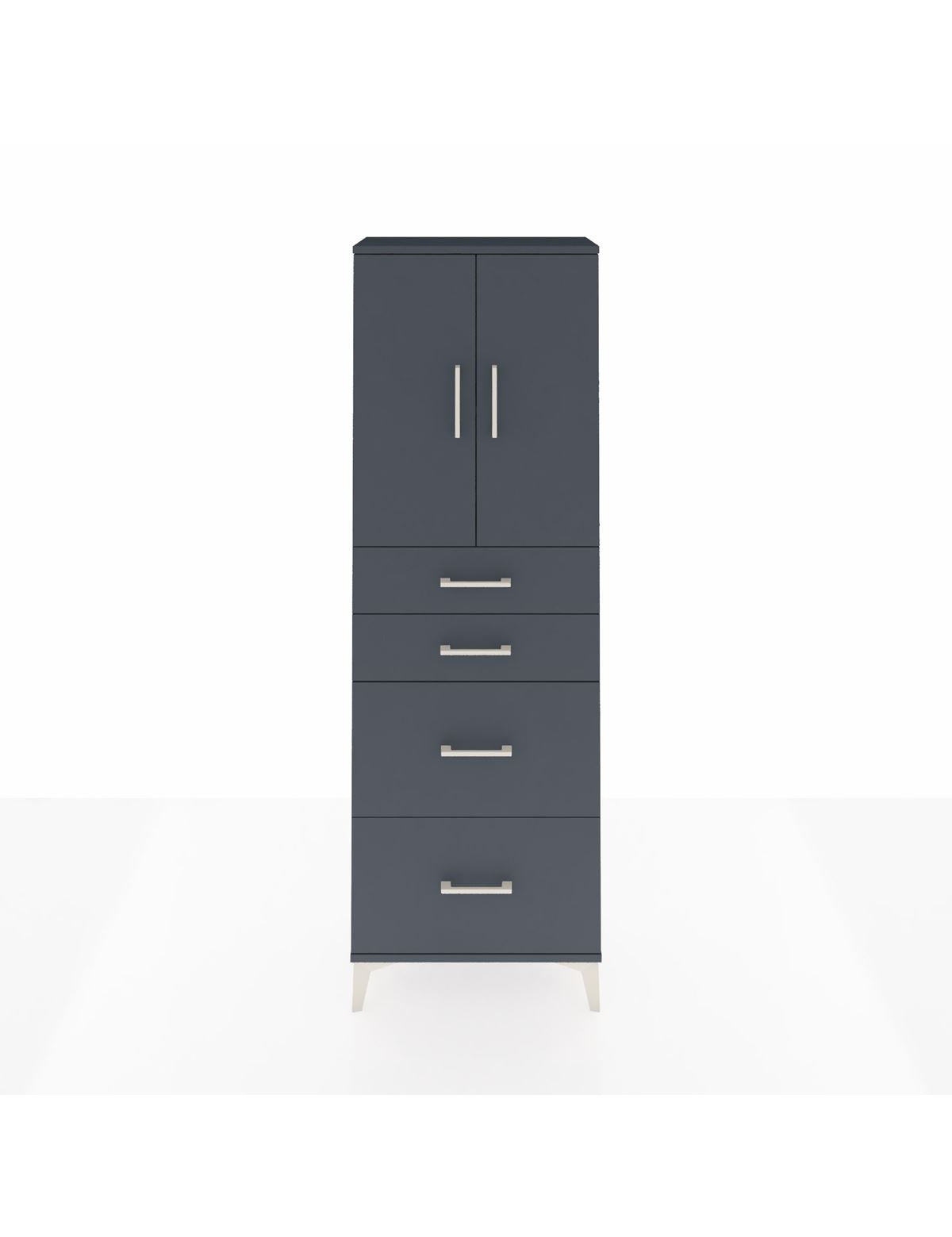 Arges Dolap 2 Raflı 4 Çekmeceli 2 Kapaklı 60x30x182 Antrasit-Antrasit