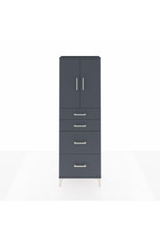 Arges Dolap 2 Raflı 4 Çekmeceli 2 Kapaklı 60x30x182 Antrasit-Antrasit