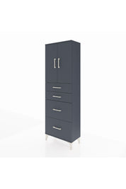 Arges Dolap 2 Raflı 4 Çekmeceli 2 Kapaklı 60x30x182 Antrasit-Antrasit