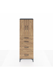 Arges Dolap 2 Raflı 4 Çekmeceli 2 Kapaklı 60x30x182 Antrasit-Çam