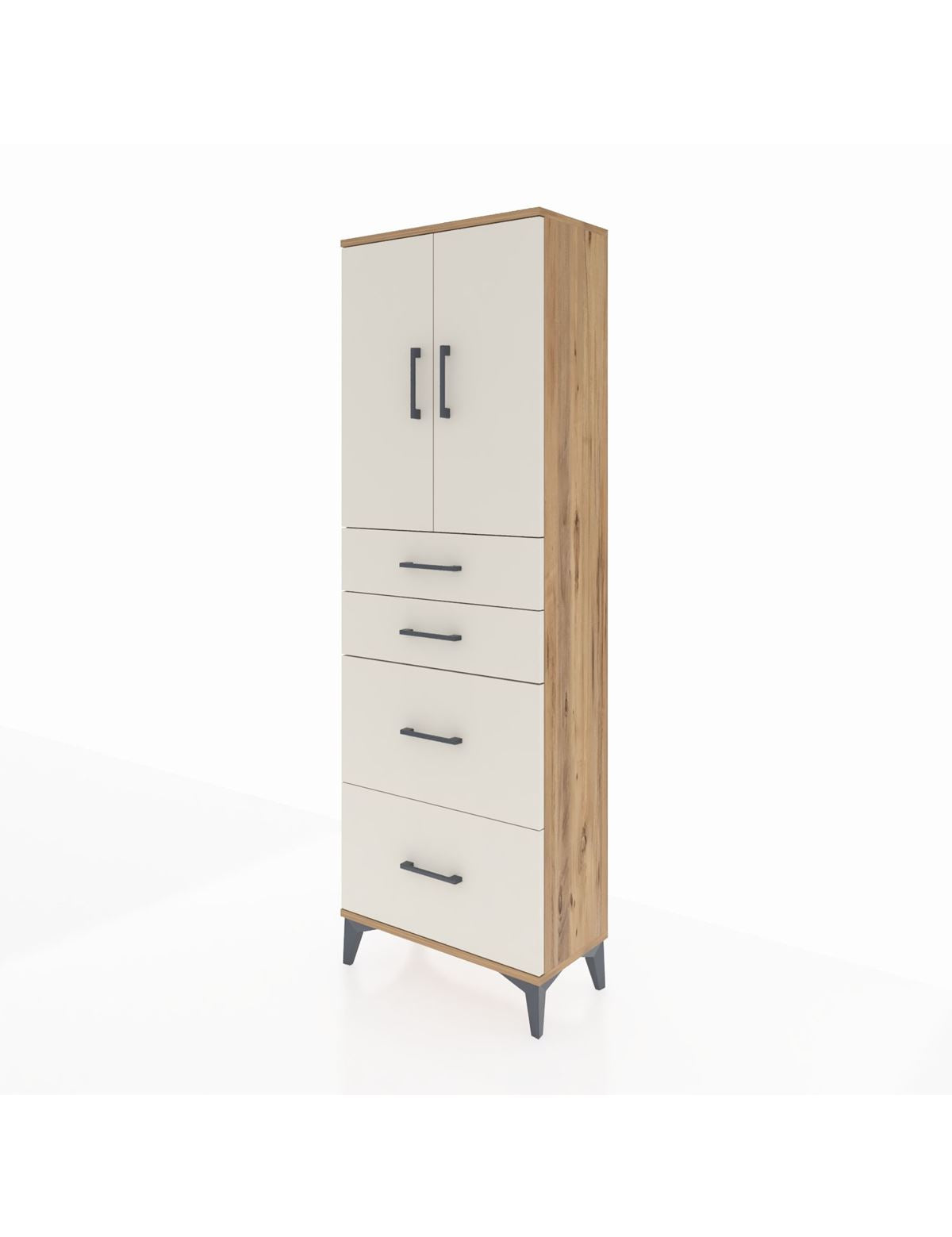 Arges Dolap 2 Raflı 4 Çekmeceli 2 Kapaklı 60x30x182 - S23M019V7A