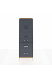 Arges Dolap 2 Raflı 4 Çekmeceli 2 Kapaklı 60x30x182 Çam-Antrasit