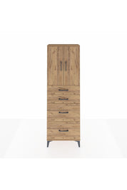 Arges Dolap 2 Raflı 4 Çekmeceli 2 Kapaklı 60x30x182 Çam-Çam