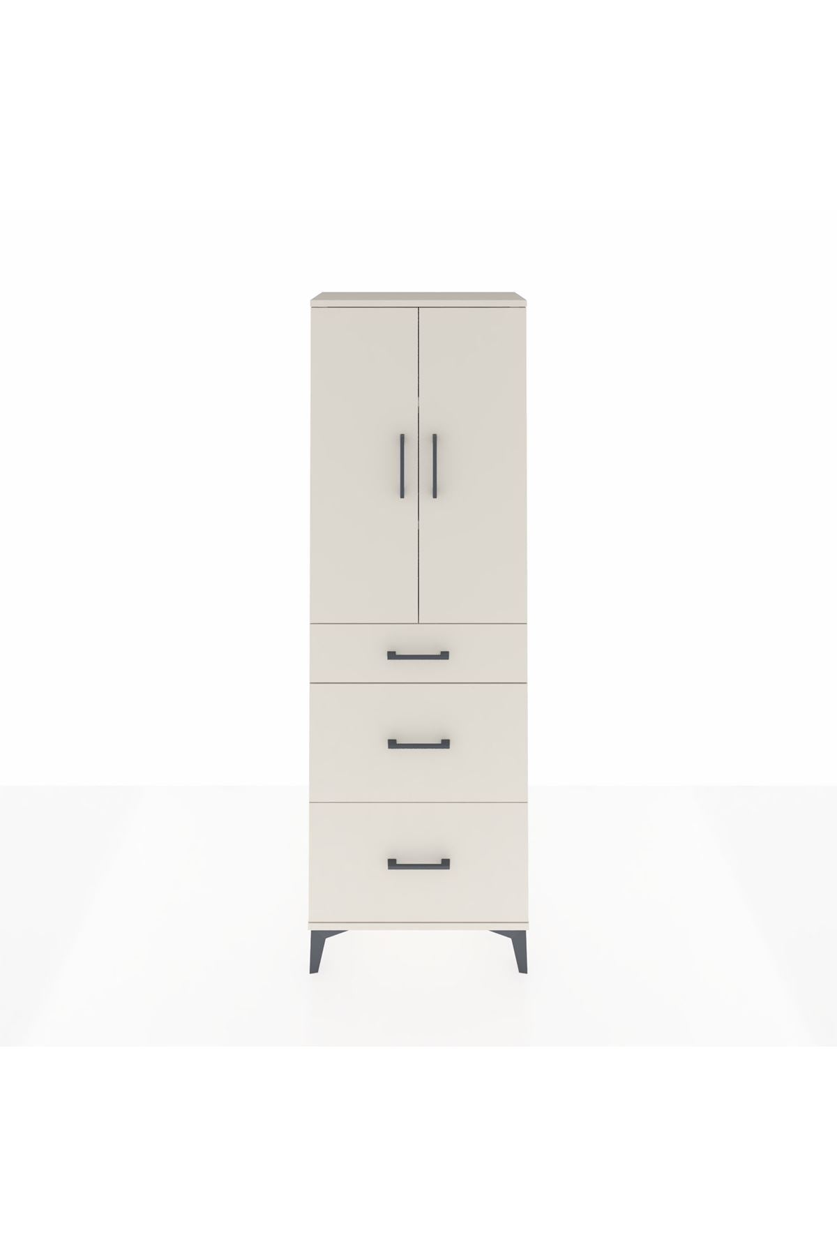 Arges Dolap 3 Raflı 3 Çekmeceli 2 Kapaklı 60x30x182 Aytaşı-Aytaşı