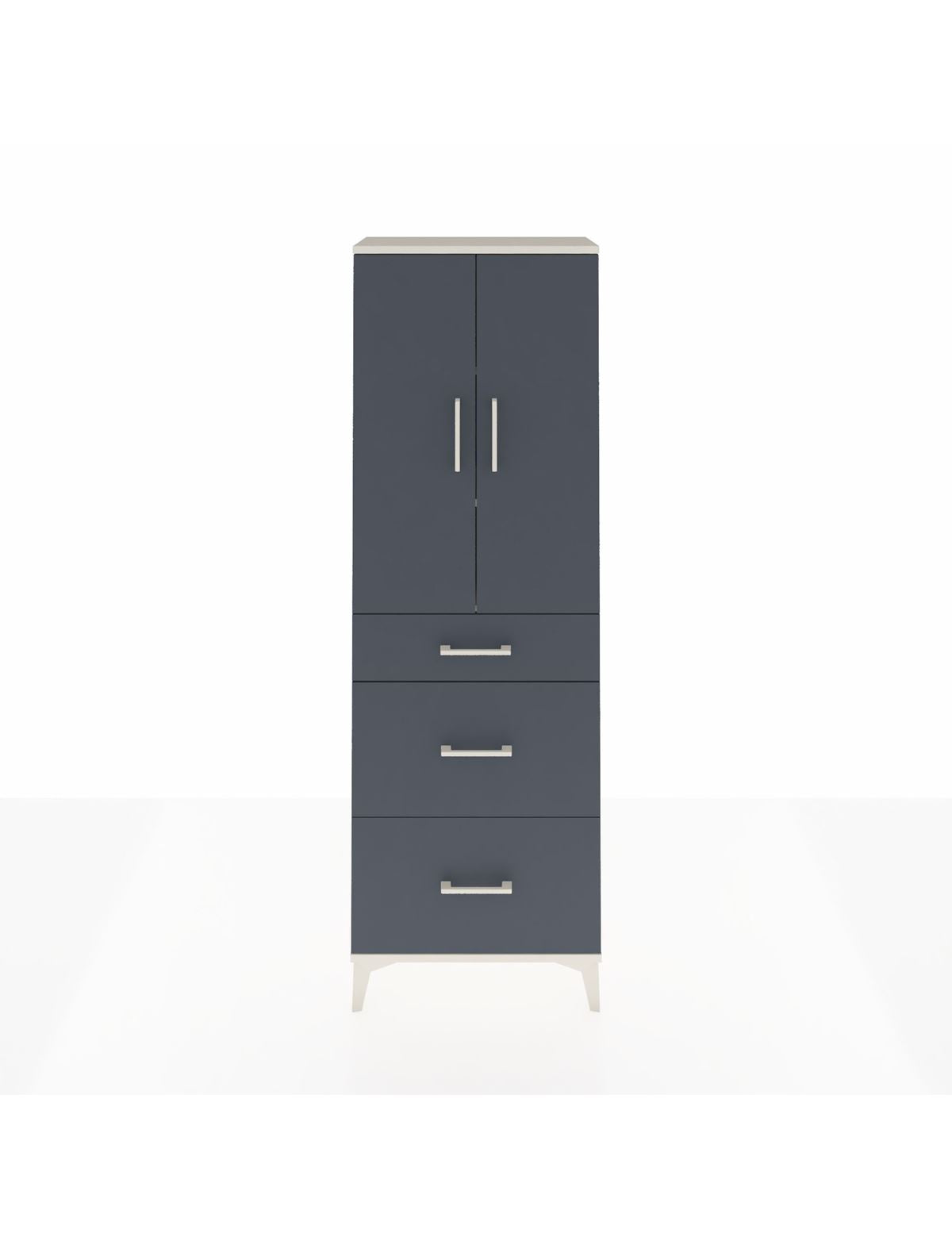 Arges Dolap 3 Raflı 3 Çekmeceli 2 Kapaklı 60x30x182 Aytaşı-Antrasit