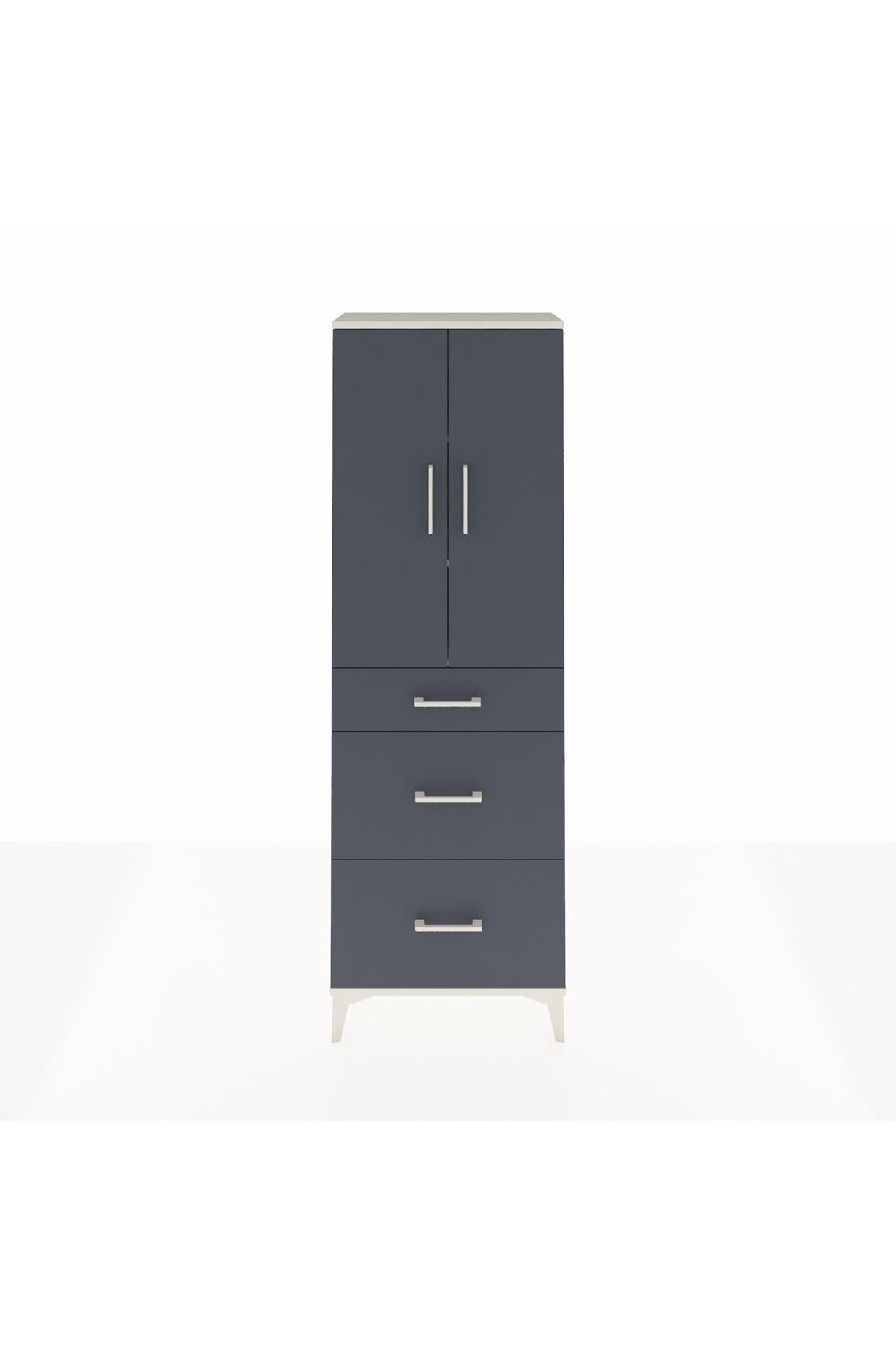 Arges Dolap 3 Raflı 3 Çekmeceli 2 Kapaklı 60x30x182 Aytaşı-Antrasit