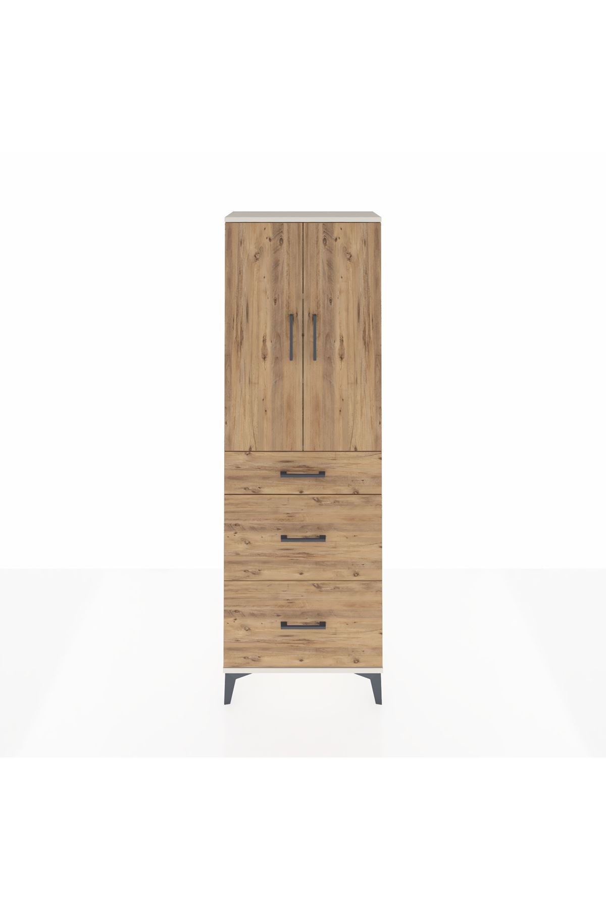 Arges Dolap 3 Raflı 3 Çekmeceli 2 Kapaklı 60x30x182 Aytaşı-Çam