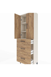 Arges Dolap 3 Raflı 3 Çekmeceli 2 Kapaklı 60x30x182 Aytaşı-Çam
