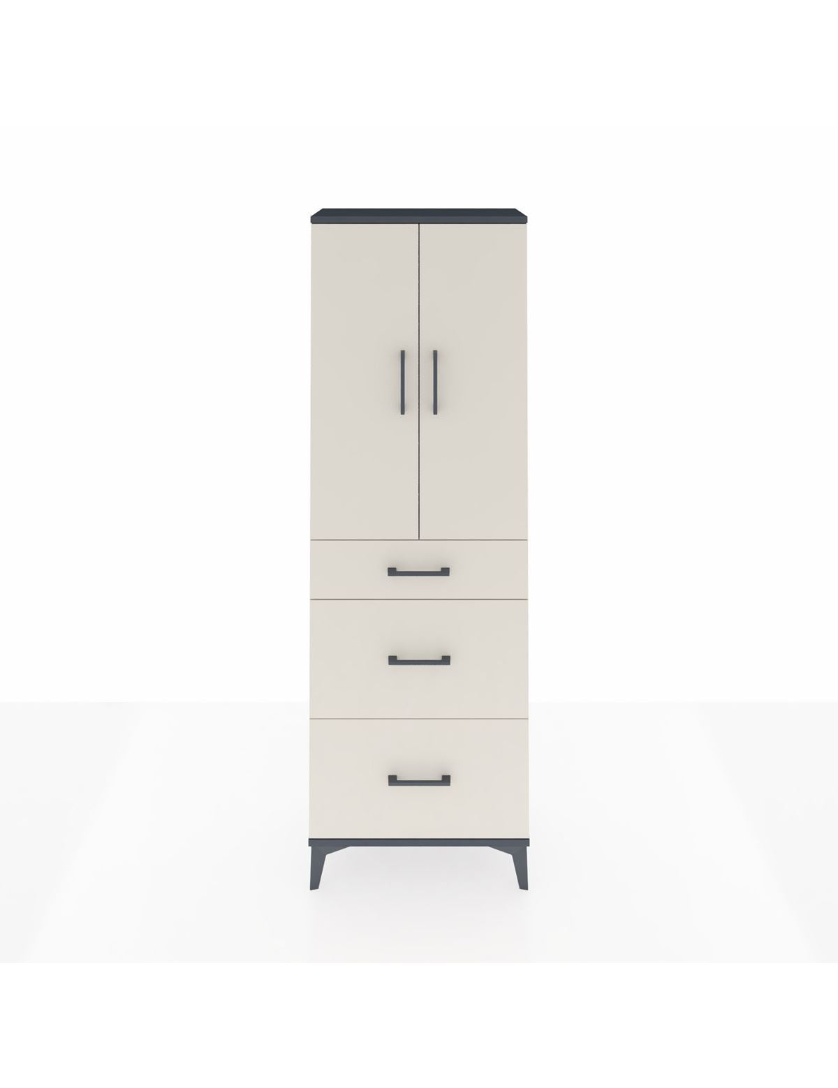 Arges Dolap 3 Raflı 3 Çekmeceli 2 Kapaklı 60x30x182 Antrasit-Aytaşı