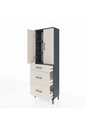 Arges Dolap 3 Raflı 3 Çekmeceli 2 Kapaklı 60x30x182 Antrasit-Aytaşı
