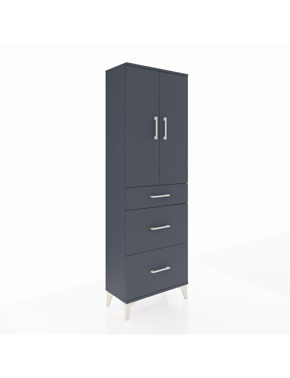 Arges Dolap 3 Raflı 3 Çekmeceli 2 Kapaklı 60x30x182 Antrasit-Antrasit