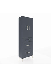 Arges Dolap 3 Raflı 3 Çekmeceli 2 Kapaklı 60x30x182 Antrasit-Antrasit