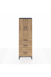 Arges Dolap 3 Raflı 3 Çekmeceli 2 Kapaklı 60x30x182 Antrasit-Çam