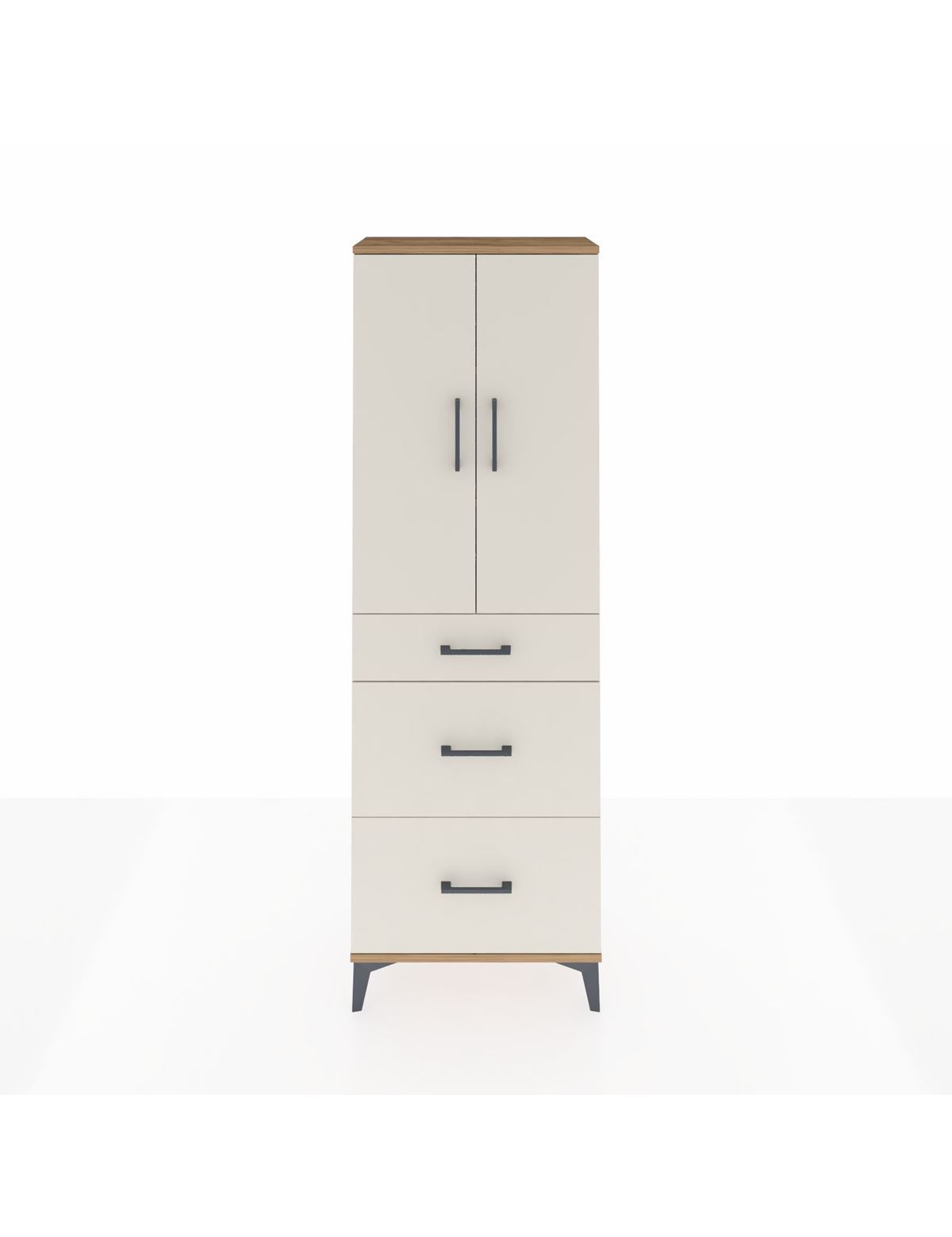 Arges Dolap 3 Raflı 3 Çekmeceli 2 Kapaklı 60x30x182 Çam-Aytaşı