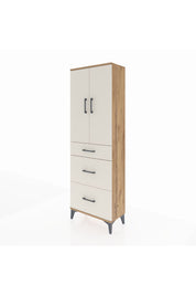 Arges Dolap 3 Raflı 3 Çekmeceli 2 Kapaklı 60x30x182 Çam-Aytaşı