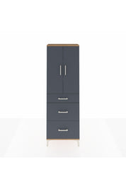 Arges Dolap 3 Raflı 3 Çekmeceli 2 Kapaklı 60x30x182 Çam-Antrasit
