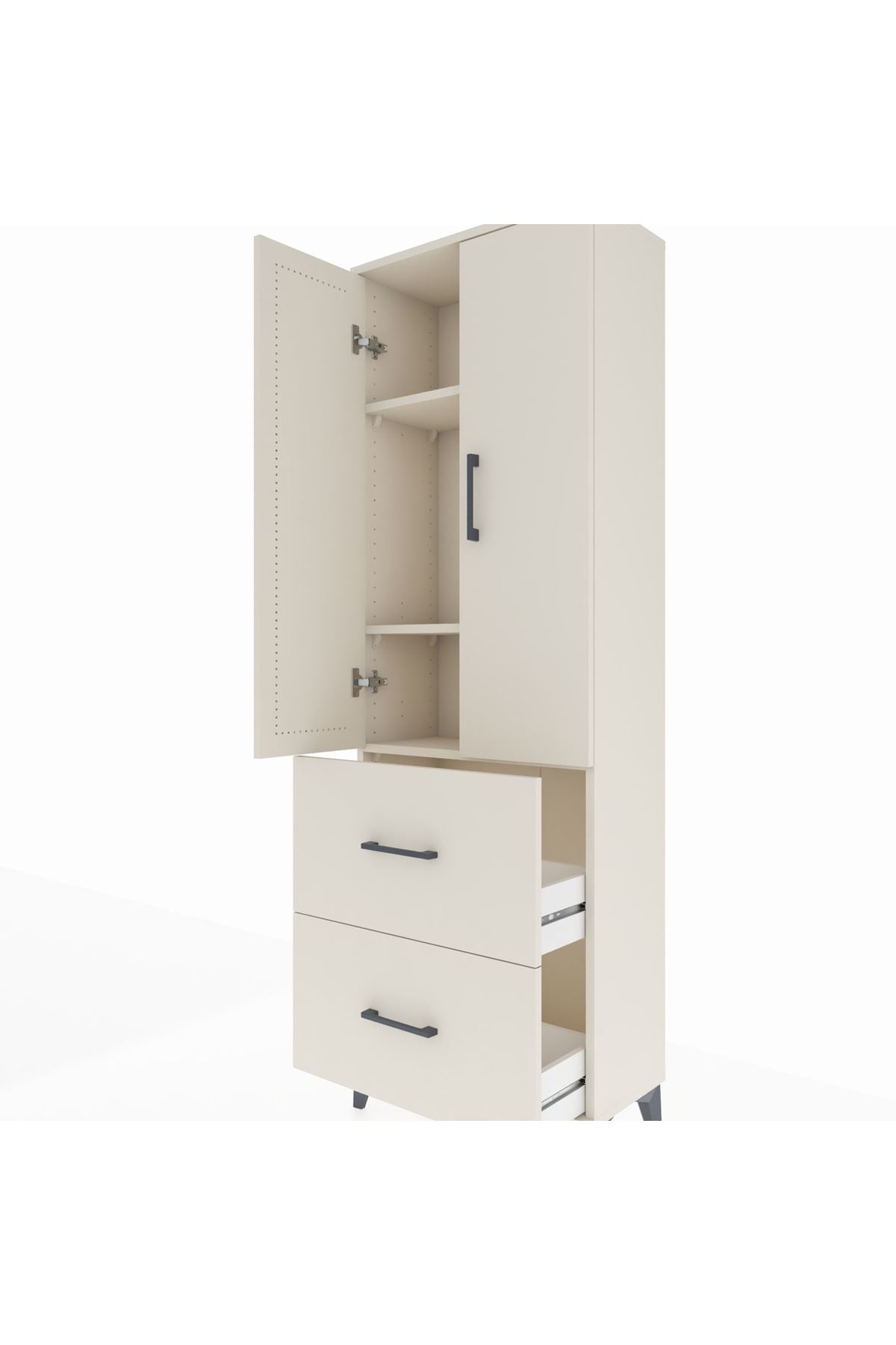 Arges Dolap 3 Raflı 2 Çekmeceli 2 Kapaklı 60x30x182 Aytaşı-Aytaşı