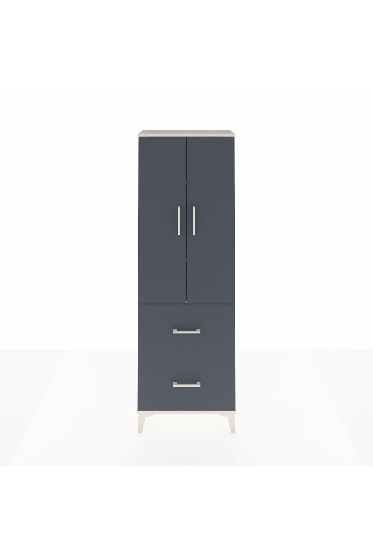 Arges Dolap 3 Raflı 2 Çekmeceli 2 Kapaklı 60x30x182 Aytaşı-Antrasit