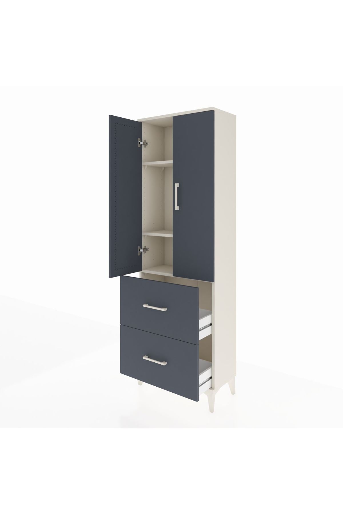 Arges Dolap 3 Raflı 2 Çekmeceli 2 Kapaklı 60x30x182 Aytaşı-Antrasit