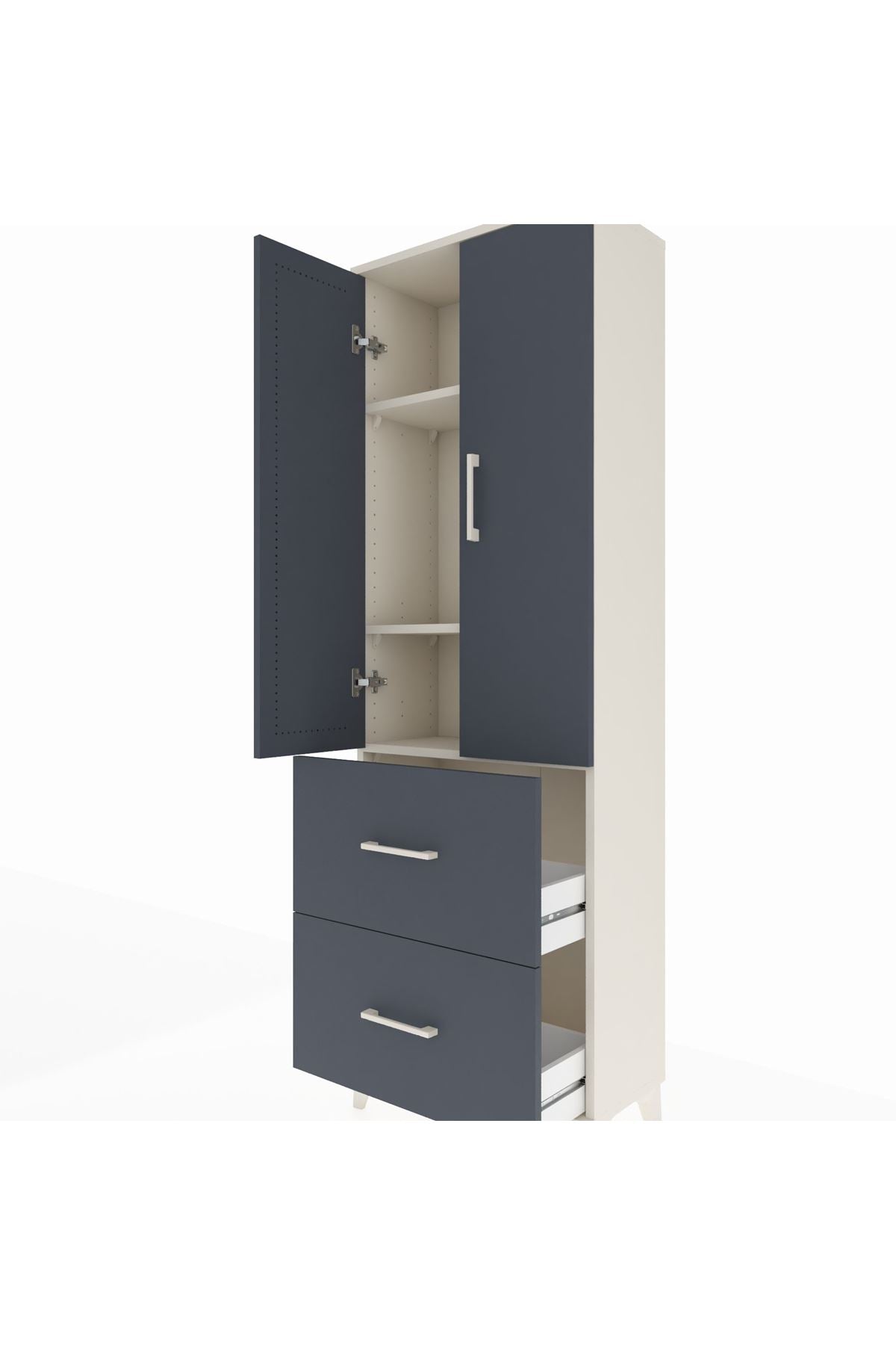 Arges Dolap 3 Raflı 2 Çekmeceli 2 Kapaklı 60x30x182 - S23M021V2A