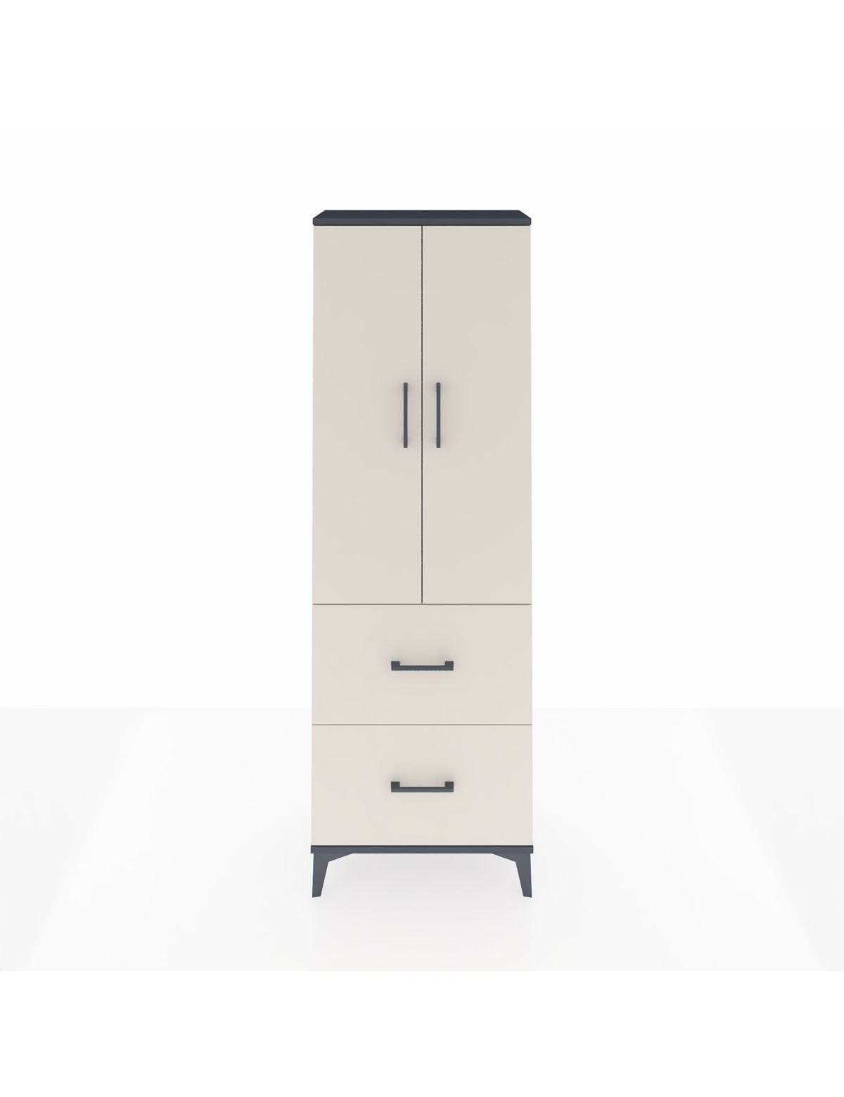 Arges Dolap 3 Raflı 2 Çekmeceli 2 Kapaklı 60x30x182 Antrasit-Aytaşı