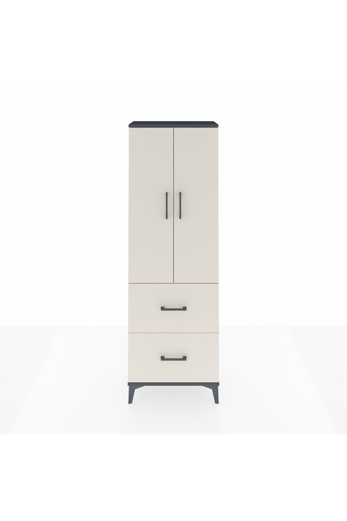 Arges Dolap 3 Raflı 2 Çekmeceli 2 Kapaklı 60x30x182 Antrasit-Aytaşı