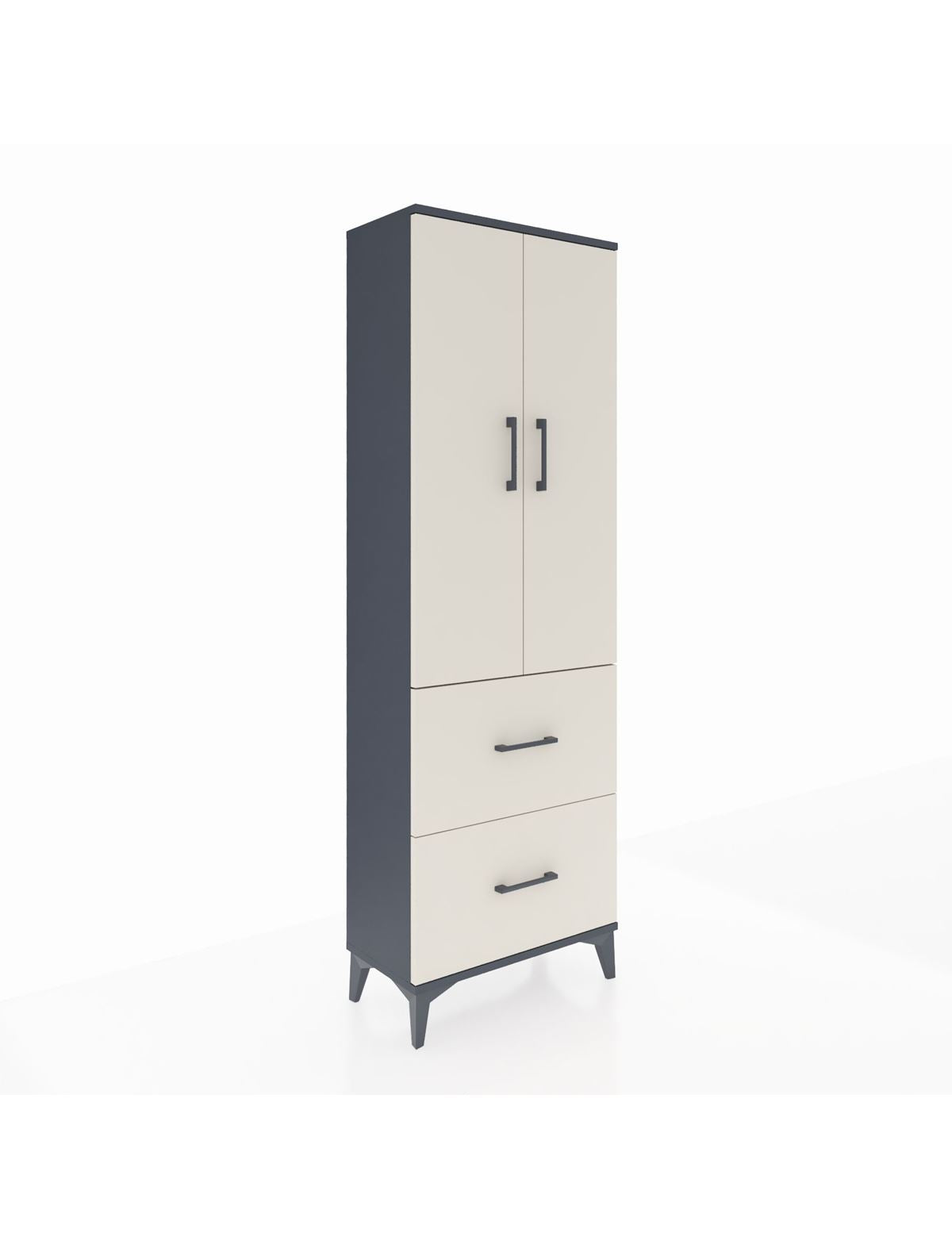 Arges Dolap 3 Raflı 2 Çekmeceli 2 Kapaklı 60x30x182 Antrasit-Aytaşı