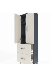 Arges Dolap 3 Raflı 2 Çekmeceli 2 Kapaklı 60x30x182 Antrasit-Aytaşı