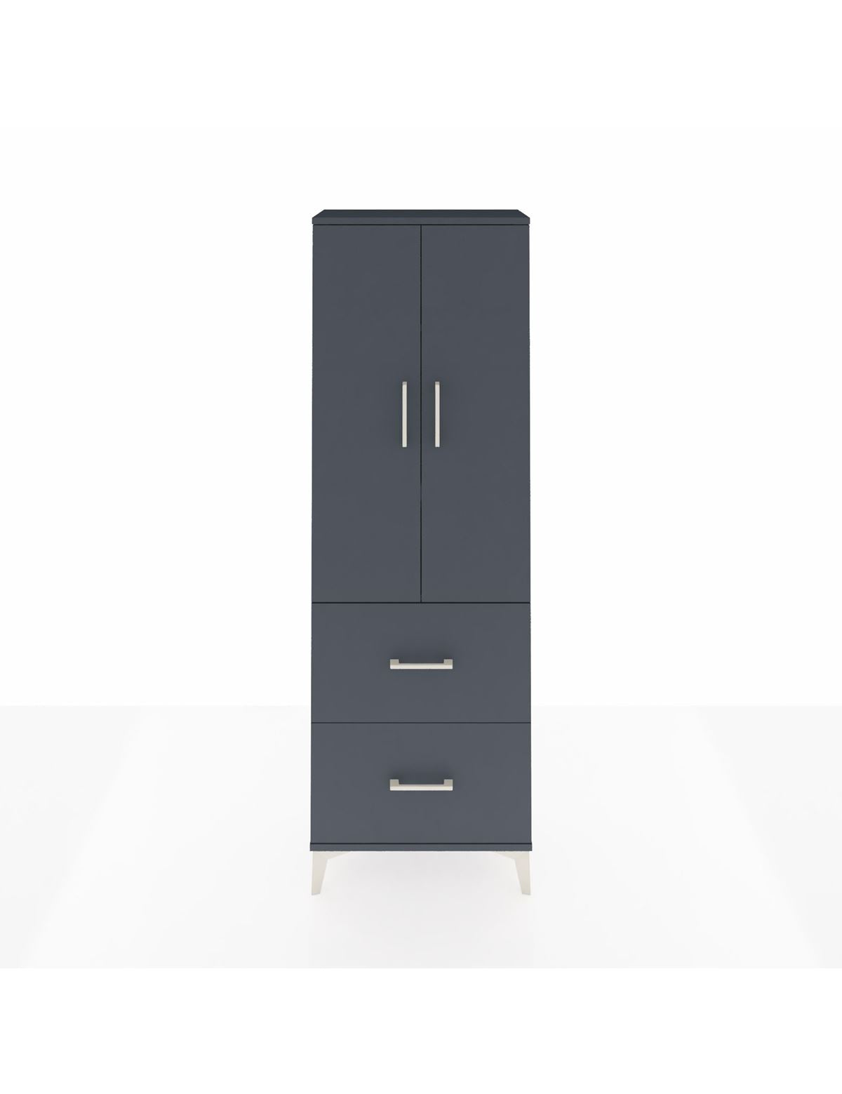 Arges Dolap 3 Raflı 2 Çekmeceli 2 Kapaklı 60x30x182 Antrasit-Antrasit