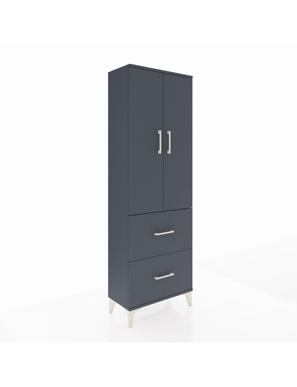 Arges Dolap 3 Raflı 2 Çekmeceli 2 Kapaklı 60x30x182 Antrasit-Antrasit