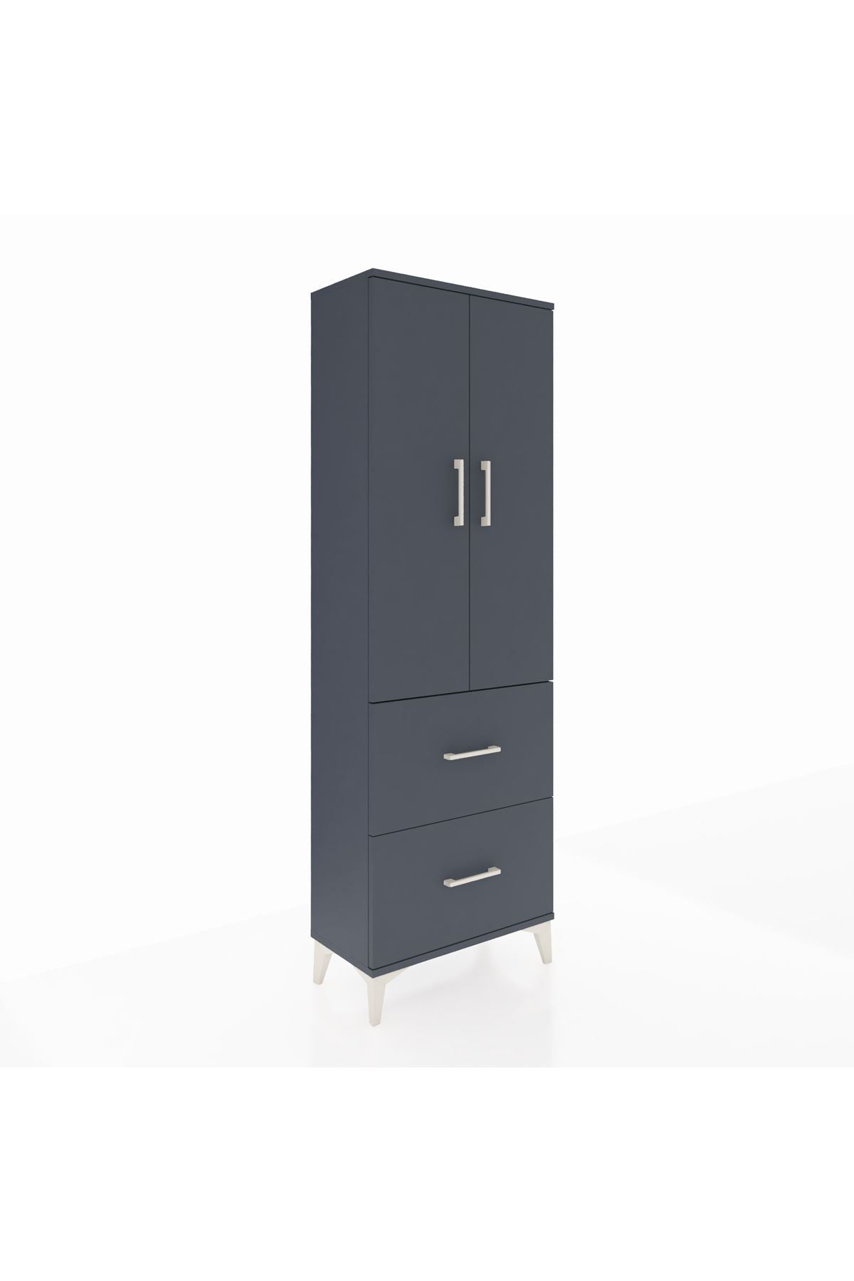 Arges Dolap 3 Raflı 2 Çekmeceli 2 Kapaklı 60x30x182 Antrasit-Antrasit