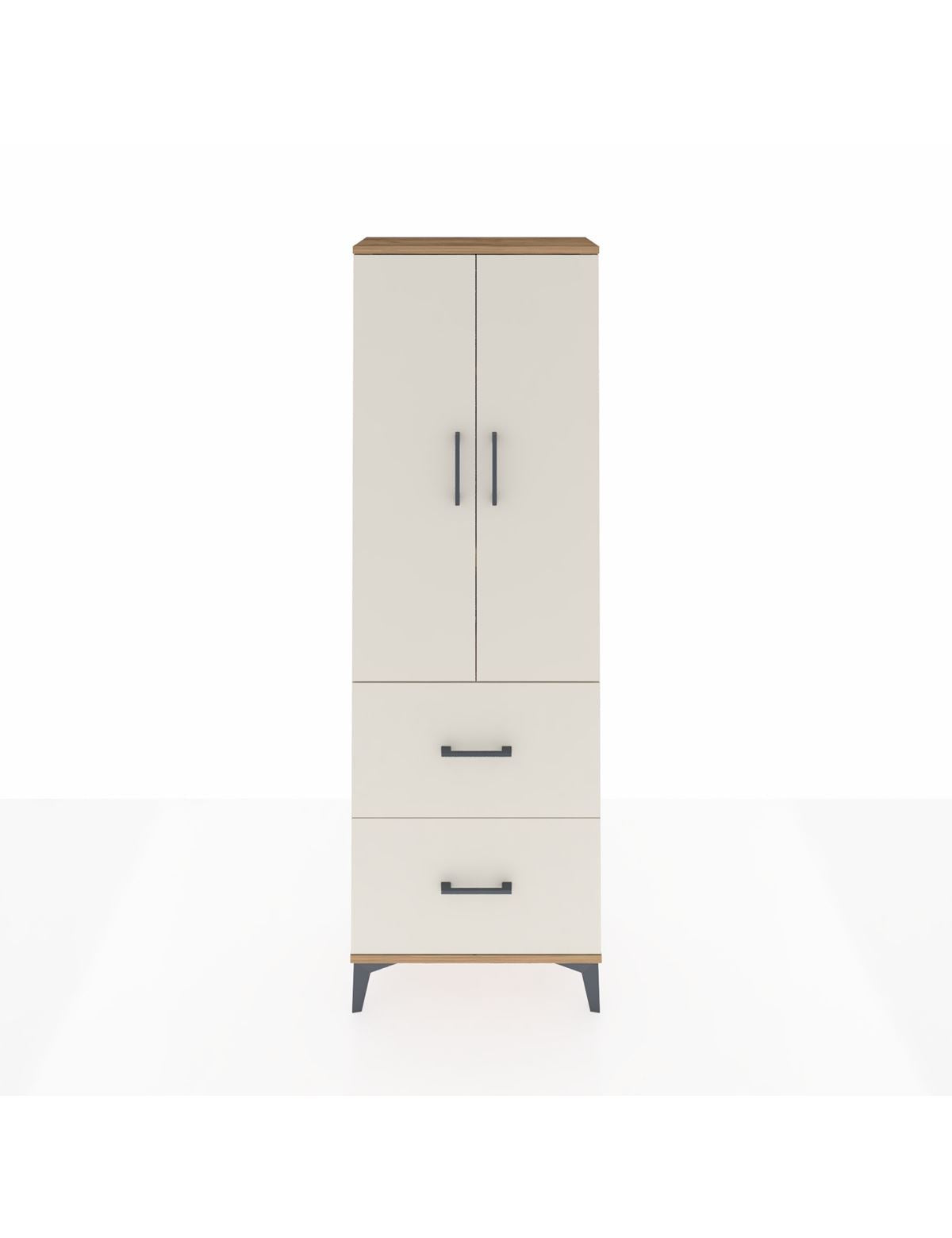 Arges Dolap 3 Raflı 2 Çekmeceli 2 Kapaklı 60x30x182 Çam-Aytaşı