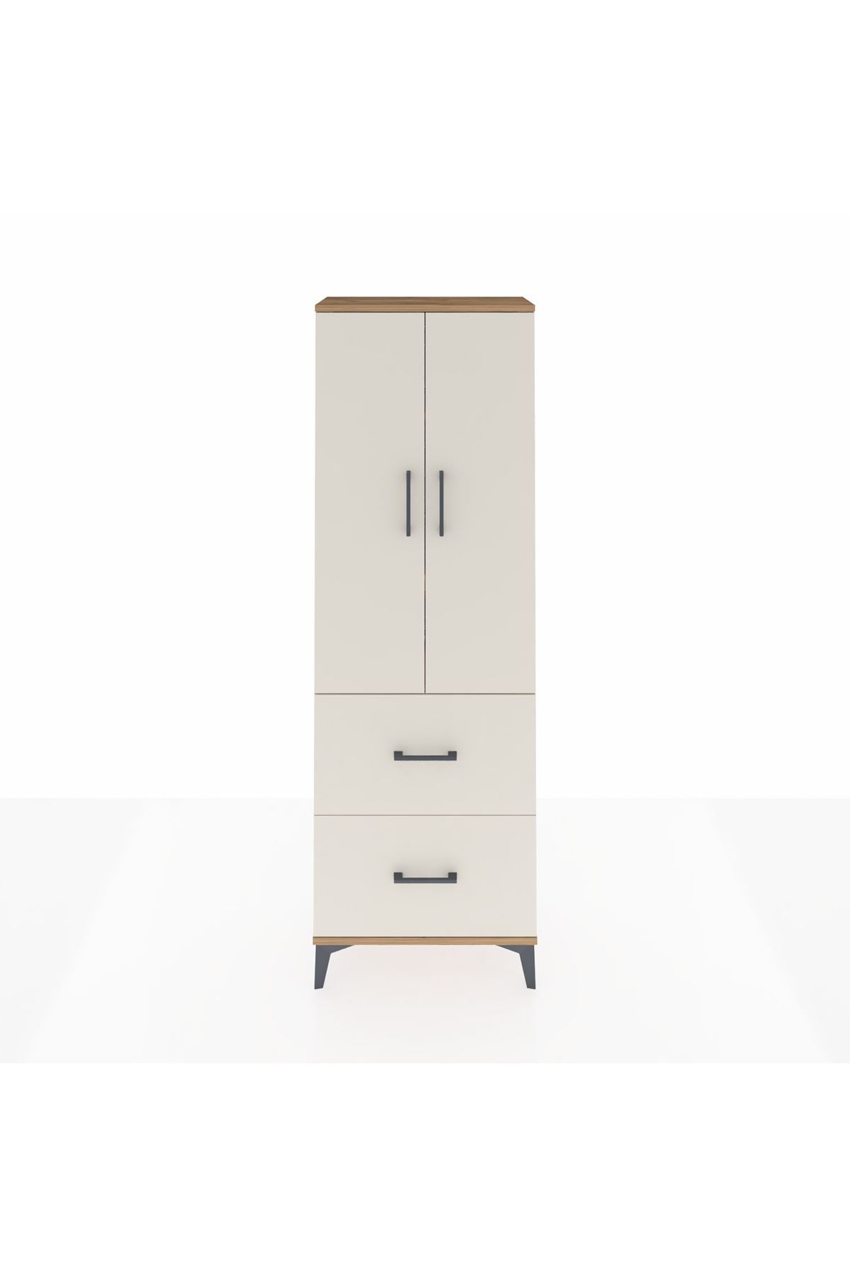 Arges Dolap 3 Raflı 2 Çekmeceli 2 Kapaklı 60x30x182 Çam-Aytaşı