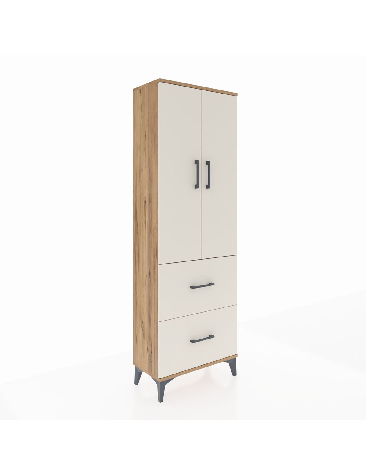 Arges Dolap 3 Raflı 2 Çekmeceli 2 Kapaklı 60x30x182 Çam-Aytaşı