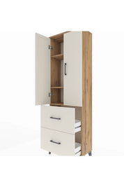 Arges Dolap 3 Raflı 2 Çekmeceli 2 Kapaklı 60x30x182 Çam-Aytaşı