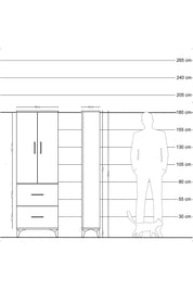 Arges Dolap 3 Raflı 2 Çekmeceli 2 Kapaklı 60x30x182 Çam-Aytaşı