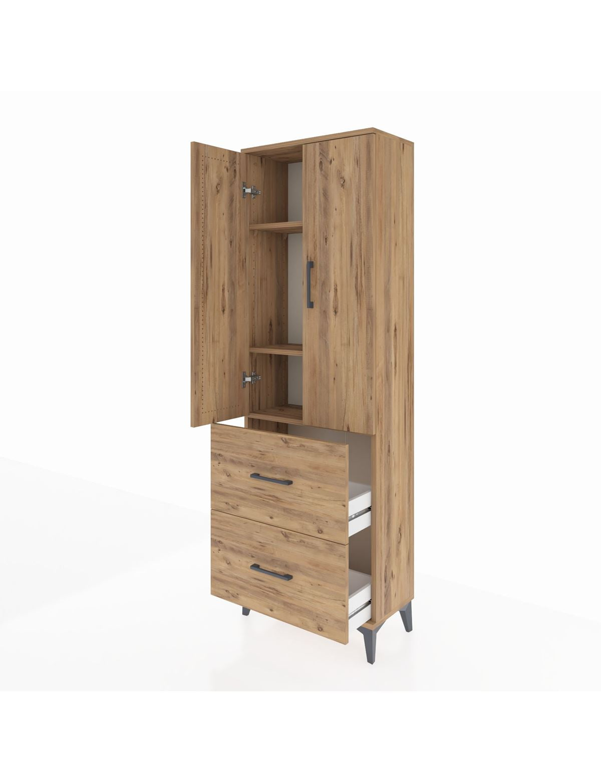 Arges Dolap 3 Raflı 2 Çekmeceli 2 Kapaklı 60x30x182 - S23M021V9A