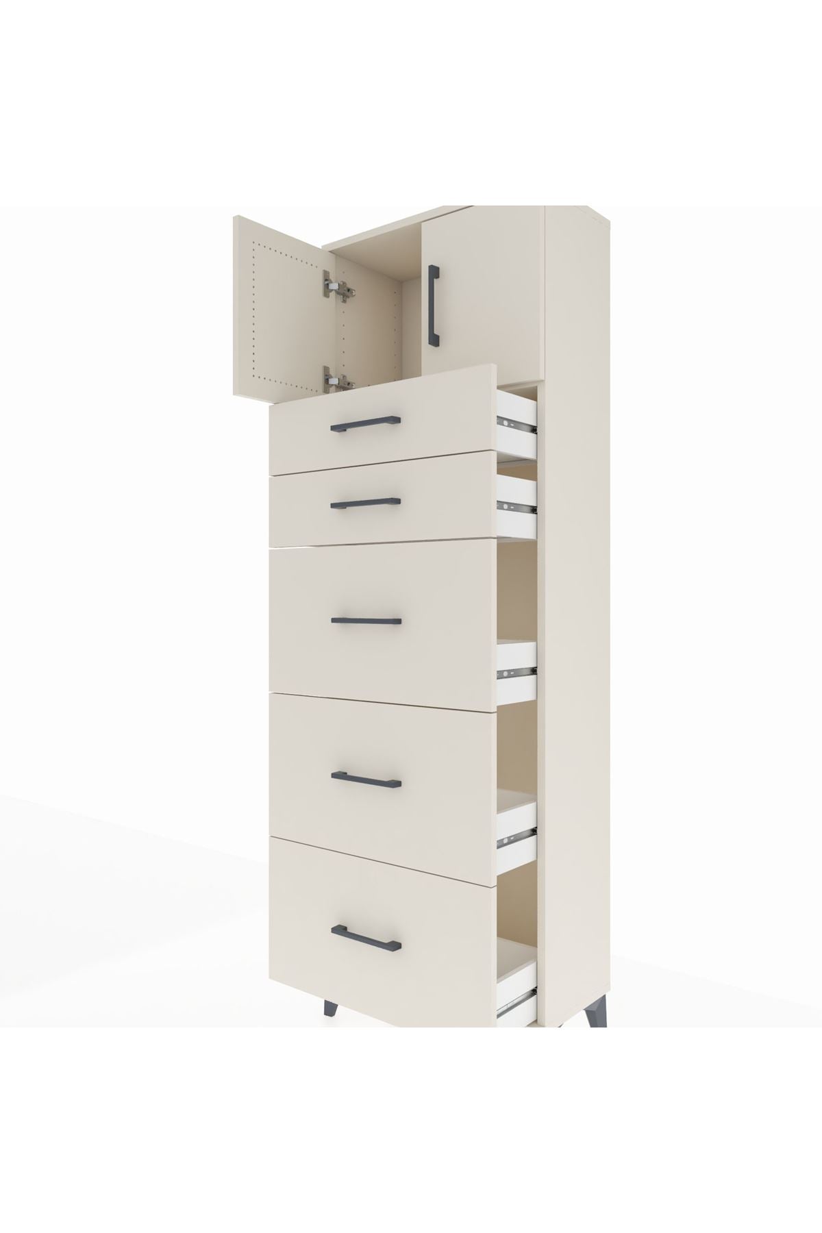 Arges Dolap Tek Raflı 5 Çekmeceli 2 Kapaklı 60x30x182 - S23M022V1A